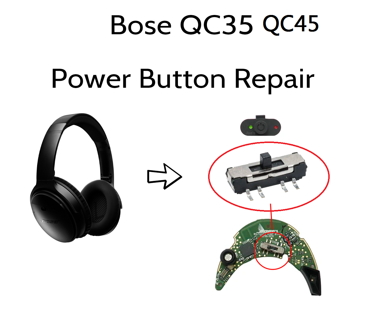 Repalcement Power Button and S - Bose Headphone Qc45 ulasan dan harga