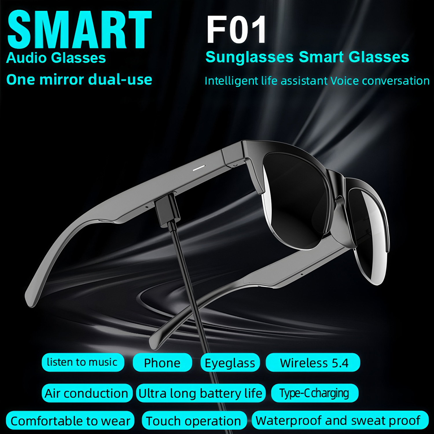 Smart Audio Sunglasses Bluetoo - Bluetooth Headset On Ear ulasan dan harga